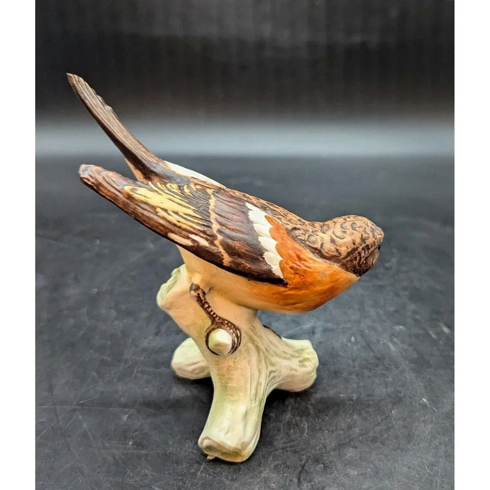 VTG 1967 Goebel Hand-Painted Brambling Bird Figurine on Branch Fall W Germany 5